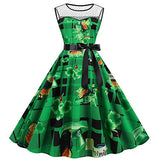 Women's Vintage Dresses St. Patrick's Day Fancy Dress Luscious Leprechaun Costume Green Shamrock Dress Ladies Sleeveless Lace Evening Party Prom Dressing Ladies Swing Cocktail Bodycon A Line Skirt