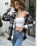 Womens Flannel Button Down Shirts Boyfriend Long Sleeve Oversized Blouses Tops 6020 C-Grey Small | Women's Casual Dresses