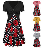 Rose Polka Dots Printed Slip Dress for Women + Ladies Knotted V-Neck Crop Top UK:6-14 | Original Brand | Women's Work Dresses