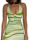Women Sexy Sleeveless Bodycon Knitted Dress Halter Neck Backless V Neck Short Tank Dress Summer Y2K Streetwear | Original Brand