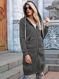 Zip Up Hoodies Coat Long Sleeve Warm Fleece Outerwear Casual Loose Sweatshirts Long Plus Size with Pockets Hooded Sweater Coats