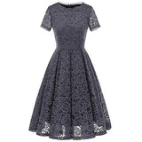 Women's Dress Round Collar Short Sleeve Dress Patchwork Lace Lace Dress Cocktail Dress | Women's Evening Gowns