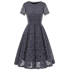 Women's Dress Round Collar Short Sleeve Dress Patchwork Lace Lace Dress Cocktail Dress