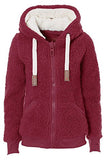 Ladies Womens Soft Teddy Fleece Hooded Jumper Hoody Coat Taupe 8-22