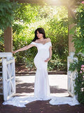 Off Shoulder Mermaid Chiffon Gown Maxi Photography Dress Baby Shower Photo Props Dress | Women's Casual Dresses