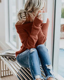 Breampot Women Cable Knit Jumper Casual Basic Long Sleeve Pullover Sweater Tops(Y-Caramel,Medium) | Women's Sweaters