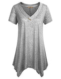 Womens Short Sleeve V Neck Flowy Tunic Top | Original Brand | Women's Tops and Blouses
