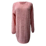 Women's Dress Autumn and Winter Ladies Causal Solid Long Sleeve Loose O-Neck Hairy Sweater Pullover Dress Fancy Cocktail Dress Party Dress Maxi A-line Dress