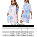 Women Tie Dye Dress Short Sleeve T Shirt Dress Floral Print Loose Mini Dress with Pockets