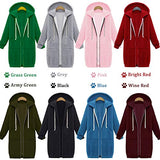 Zip Up Hoodies Coat Long Sleeve Warm Fleece Outerwear Casual Loose Sweatshirts Long Plus Size with Pockets Hooded Sweater Coats