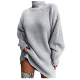 Sweater Dress for Women Solid Color Fall Sweaters Turtleneck Long Sleeve Dress Casual Loose Knit Pullover