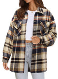 Womens Flannel Button Down Shirts Boyfriend Long Sleeve Oversized Blouses Tops 6020 Khaki Small | Women's Casual Dresses