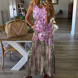 Womens Summer Maxi Dresses Casual Sleeveless Tie-dye Print Long Dress Loose Long Beach Sundress | Original Brand