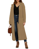Claret Womens Casual Long Sleeve Open Cardigan Warm Hooded Outwear Coat Cable Knit Long Cardigan Sweaters with Pockets - NIUBIA | Women's Cardigan