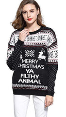 v28 Women's Christmas Reindeer Snowflakes Sweater Pullover