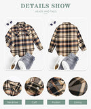 Womens Flannel Button Down Shirts Boyfriend Long Sleeve Oversized Blouses Tops 6020 Khaki Small | Women's Casual Dresses