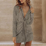 Women's Dress Sweet & Cute Dress Ladies Casual Lapel Sexy Slim Dress Long Sleeve Printed Shirt Dress Fancy Cocktail Dress Party Dress Maxi A-line Dress