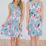 Dresses for Women Simple Sleeveless Round Neck Floral Printed Casual Dress | Original Brand | Women's Work Dresses