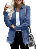 Dokotoo Women's Oversized Denim Jacket Casual Long Boyfriend Distresse Jean Jacket Autumn Spring