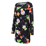 Christmas Dresses Autumn Winter Women Long Sleeve O-Neck Lovely Christmas Element Print Daily Dress Xmas Dress | Original Brand | Women's Work Dresses