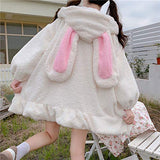 Women Cute Bunny Ear Long Sleeve Fuzzy Fluffy Rabbit Tops Sweatshirt Hoodie Jacket Coats | Original Brand | Women's Cardigan