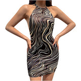 Summer Dresses for Women, Fashion Ladies Soild Asymmetrical Halter Tank Dress Short Basic Midi Club Dress Party UK Size | Women's Work Dresses