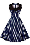 Axoe Womens 1950s Vintage Rockabilly Dress with Bowknot Sleeveless