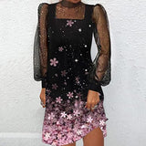 Women's Dress Ladies Sexy High Neck Sparkly Dresses Corset Mini Dress Long Sleeve Mesh Pencil Dress Slim Fit For Party Club Night Maxi Fancy Cocktail Dress Dress | Original Brand | Women's Cocktail Dresses