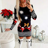 Women Dress TUDUZ Christmas Mini Dress Long Sleeve Tunic Dress Club Hips-Wrapped Bodycon Casual Dress Xmas Slim Fit Evening Party Dress