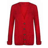 Women's Ladies Long Sleeve Button Top Chunky Aran Cable Knitted Grandad Cardigan | Original Brand