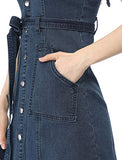 Women's Dungaree Dress Adjustable Strap A-Line Overall Denim Dress