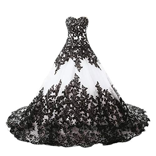 Women's Vintage Gothic Wedding Dress Black Appliques Prom Ball Gowns