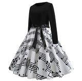 Christmas Dresses Fashion Winter Women Long Sleeve O-Neck Musical Notes Printed Big Skirt Daily Party Dress Xmas Dress | Original Brand | Women's Work Dresses