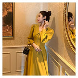 Dresses Office Ladies Long Sleeve Black Dress Women Party One Piece Dress Autumn (Color : C, Size : M code) | Women's Work Dresses