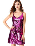 Women's Halloween Glitter Sequin V Neck Spaghetti Strap Mini Party Dress Clubwear