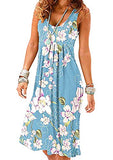 OMZIN Women's Summer Casual Dresses Sleeveless Floral Pleated Loose Swing Knee Length Dress