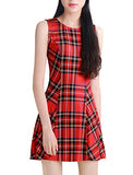 Women's Plaid Vintage Summer Mini A-Line Sleeveless Fit and Flare Dress | Original Brand