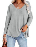 ZESICA Women's Casual V Neck Waffle Knit Blouse Batwing Sleeve Lightweight Loose Fit Pullover Tops