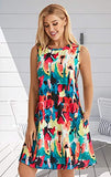 Women Beach Floral Tshirt Sundress Sleeveless Pockets Casual Loose Tank Dress