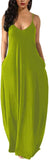 Green Apple Womens Casual Sleeveless Plus Size Loose Plain Long Maxi Dress with Pockets - Wolddress | Women's Casual Dresses