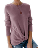 Breampot Women Cable Knit Jumper Casual Basic Long Sleeve Pullover Sweater Tops(Y-Pink,Small) | Women's Sweaters