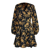 Women Casual Dresses New Long Sleeve V-Neck Floral Print Dress Spring Summer Daily Beach Dress | Original Brand | Women's Work Dresses