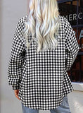 Women's Casual Long Sleeve Plaid Button Down Flannel Tops Blouses Loose Fitting Shacket Shirt 6061 G-Black XX-Large | Women's Casual Dresses
