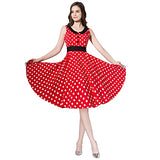 FiftiesChic Women's 100% Cotton Sleeveless Coloured Seam 50s Inspired Vintage Rockabilly Party Dresses