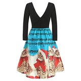 Christmas Dresses Winter Women Long Sleeve V-Neck Christmas Cats Musical Notes Print Daily Festival Flare Dress Xmas Dress | Original Brand | Women's Work Dresses