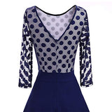 Ladies Retro Wave Point Hollowed Out Temperament Slim Dress Bodycon Dress Office Wear for Casual Club Cocktail Evening Gowns Work UK Size 8-26 | Women's Work Dresses