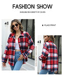 Women's Button Down Plaid Flannel Shirt Boyfriend Long Sleeve Oversized Blouses Tops 6020 C-Red XX-Large | Women's Casual Dresses