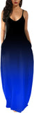 Black Blue Womens Casual Sleeveless Plus Size Loose Plain Long Maxi Dress with Pockets - Wolddress | Women's Casual Dresses