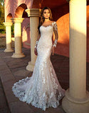 Beach Wedding Dresses for Bride 2022 Long Sleeve Lace Bridal Gowns for Women WDW001 | Original Brand