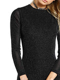 Women's Bodycon Sheer Mesh Glitter Mini Dress | Women's Club Dresses